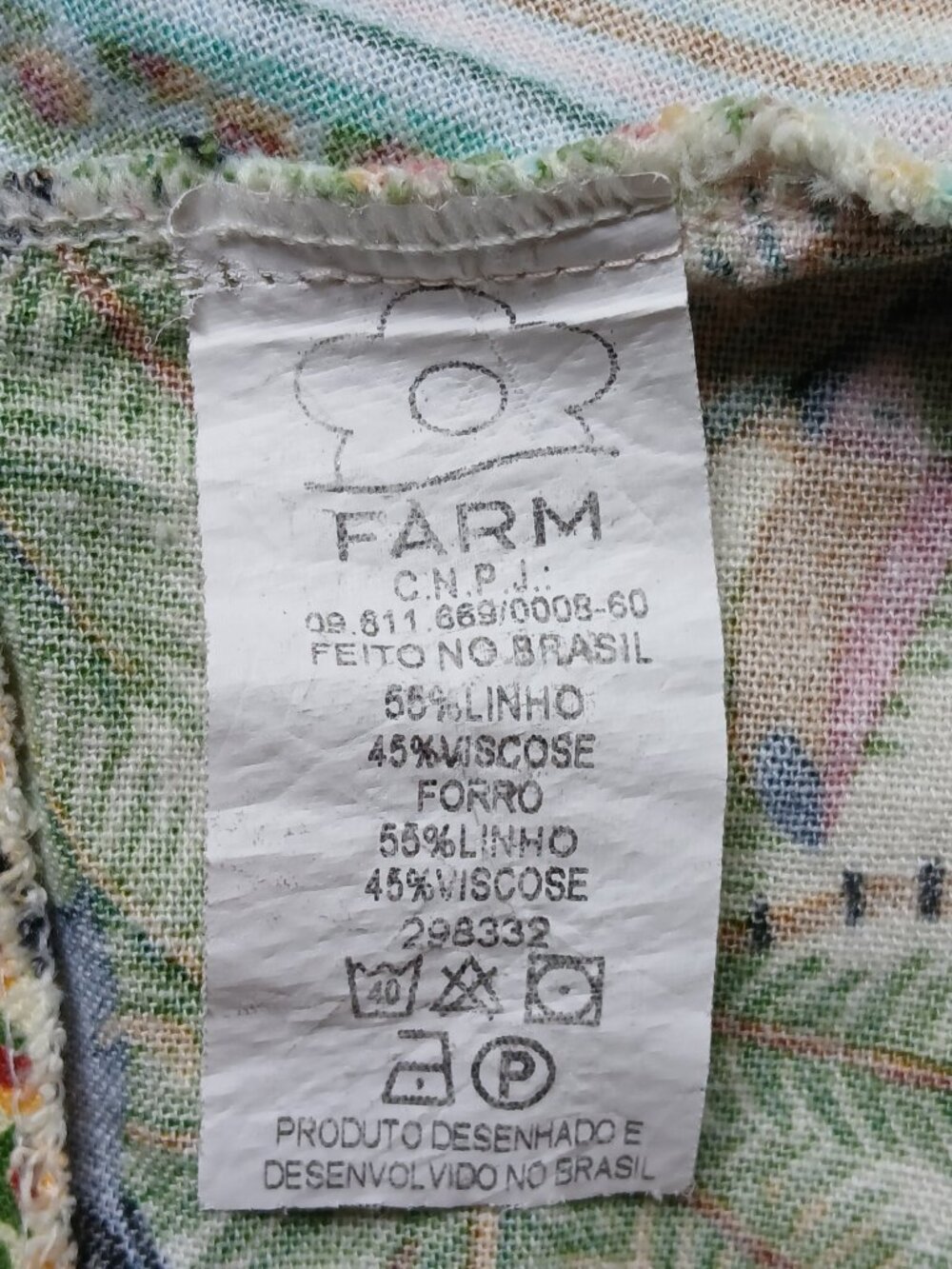 Farm Rio Nossa Selva (Our Jungle) One Shoulder Linen Blend Scarf Top Size Small - Picture 6 of 6
